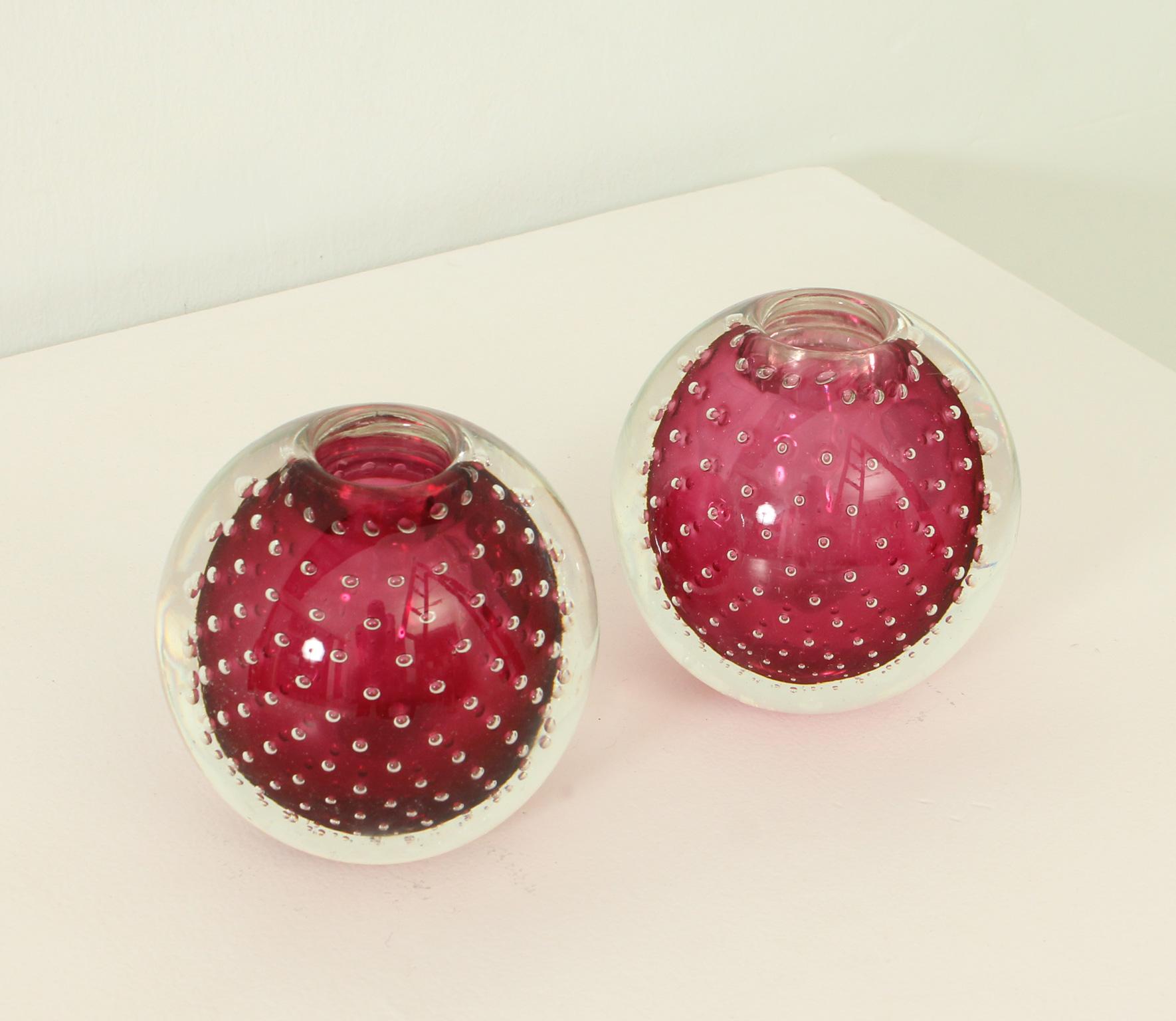 Pair of Murano Glass Candle Holders from 1950's In Good Condition In Barcelona, ES