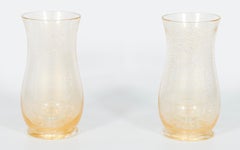 Pair of Murano Glass Candle Holders with Submerged Gold, Attributed to Striulli