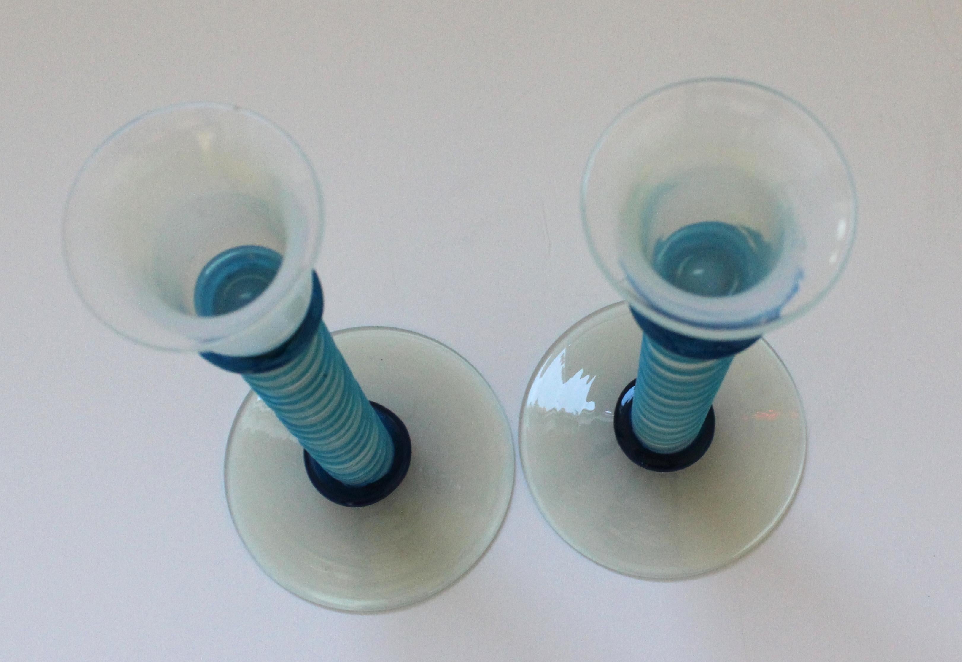 Pair of Murano Glass Candlesticks In Good Condition In West Palm Beach, FL