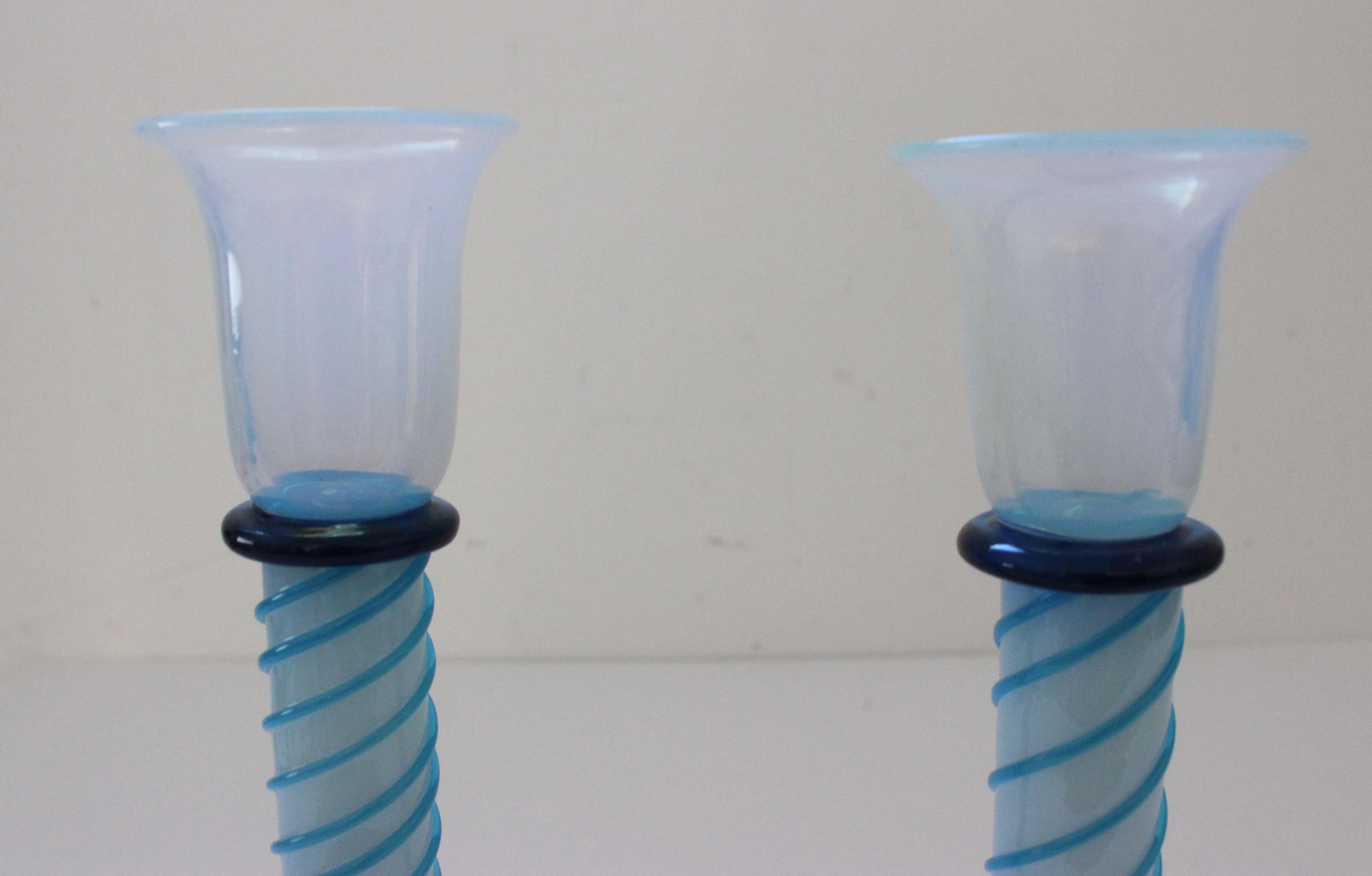 20th Century Pair of Murano Glass Candlesticks