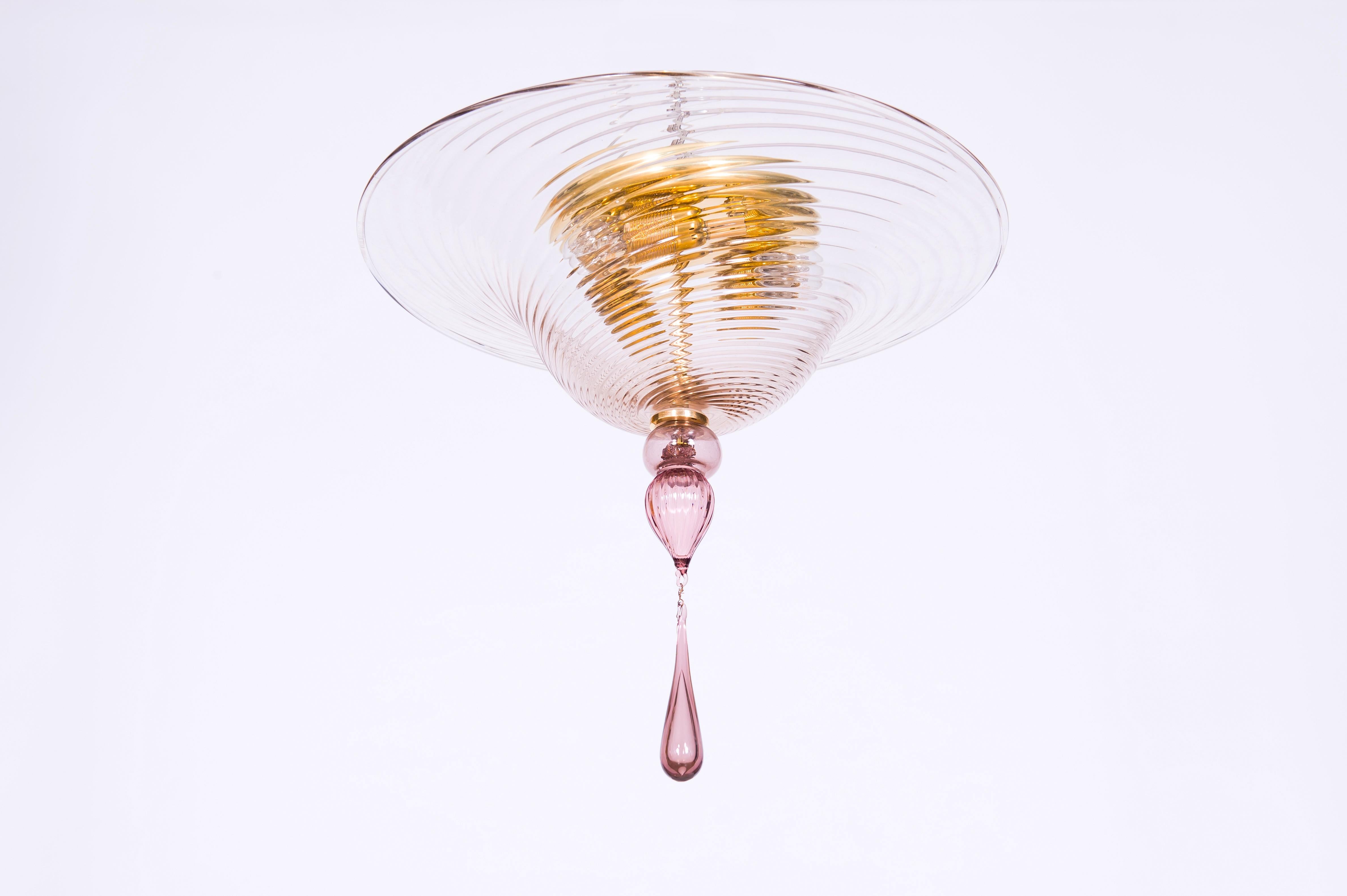 Ein Paar Murano-Glas-Deckenlampen von Vintage Murano Gallery, 1990 (Moderne der Mitte des Jahrhunderts) im Angebot