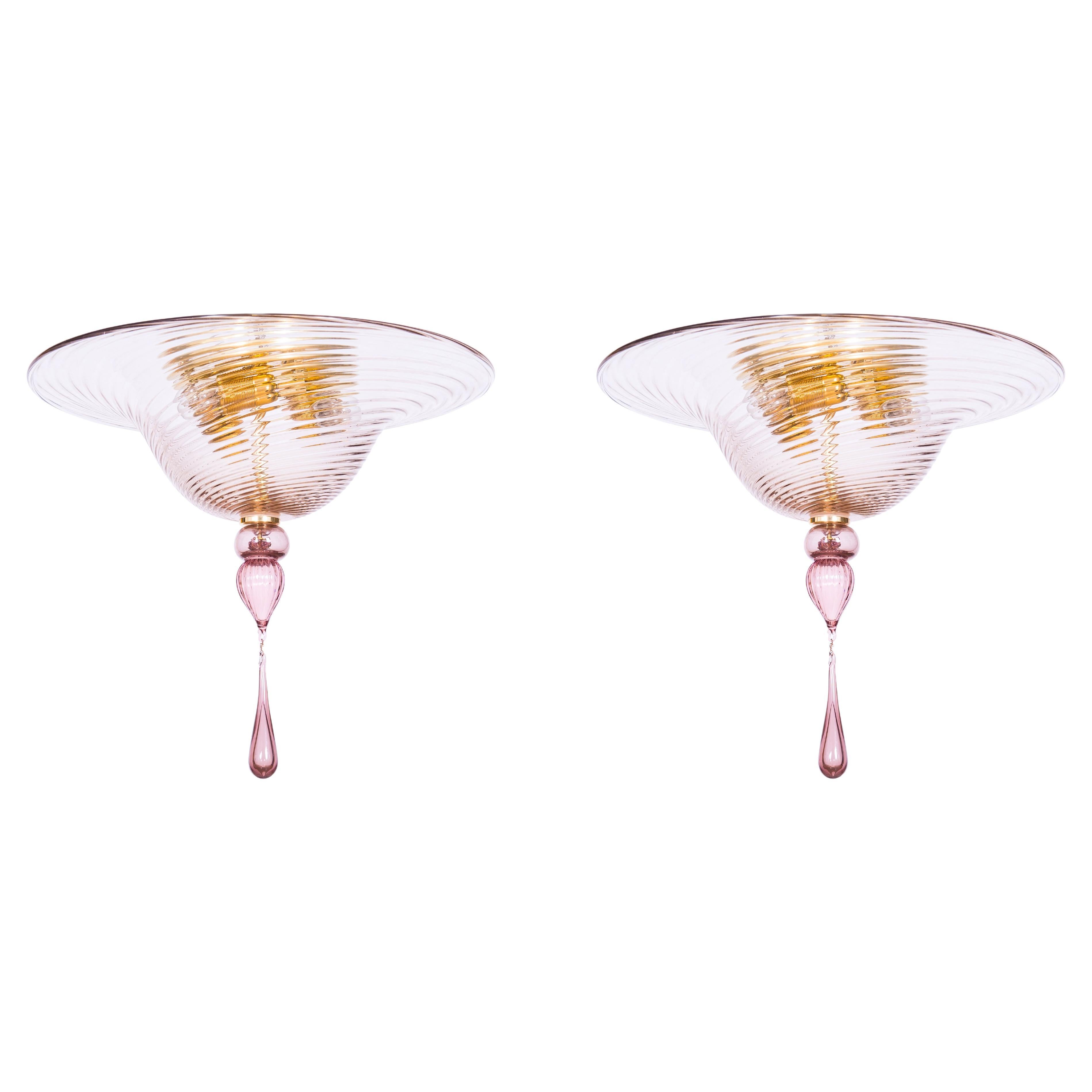 Ein Paar Murano-Glas-Deckenlampen von Vintage Murano Gallery, 1990 im Angebot