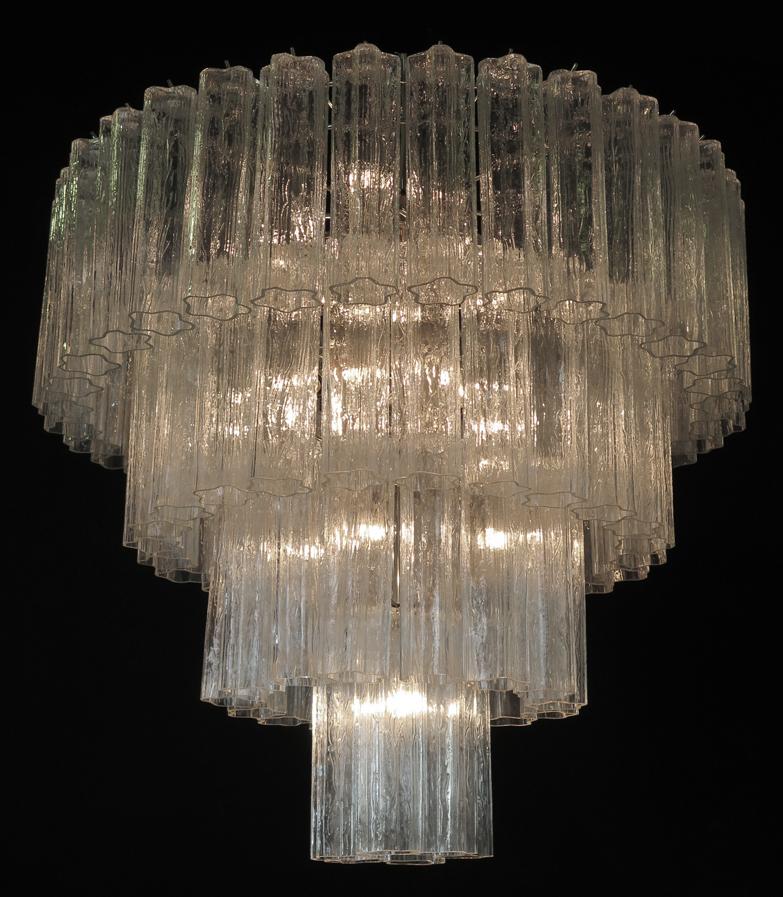 Italian Pair of Murano Glass Chandeliers in the of Style Toni Zuccheri for Venini For Sale