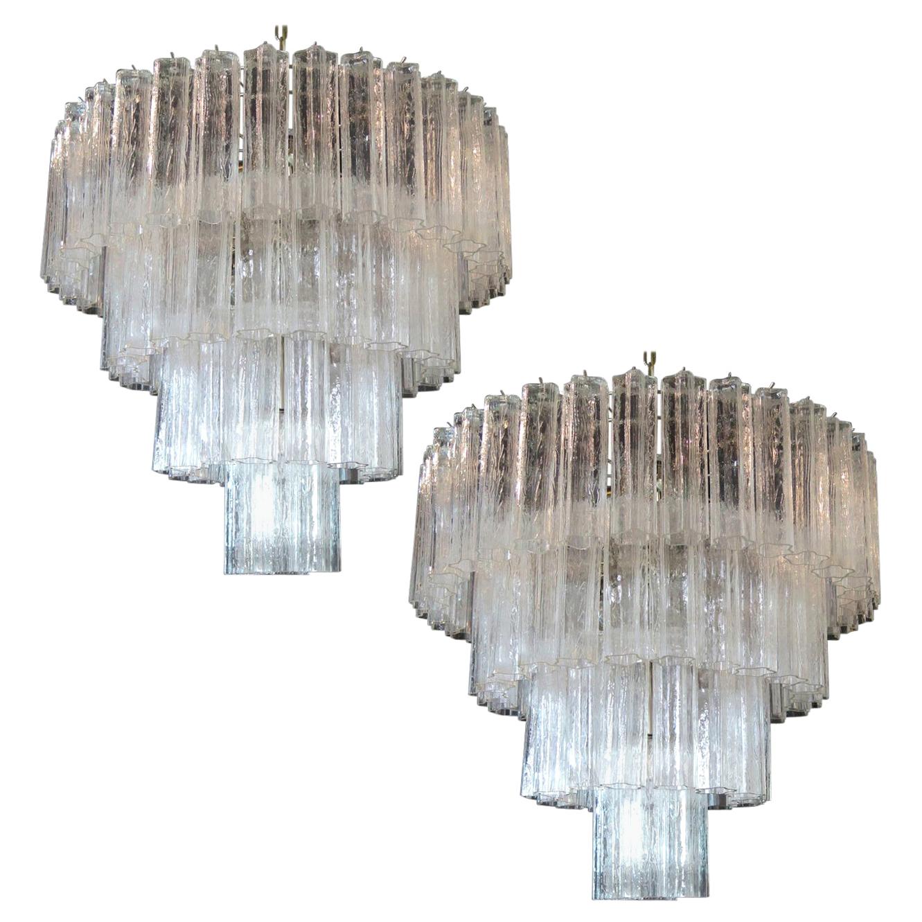 Pair of Murano 78 Glass Chandeliers in the of Style Toni Zuccheri for Venini