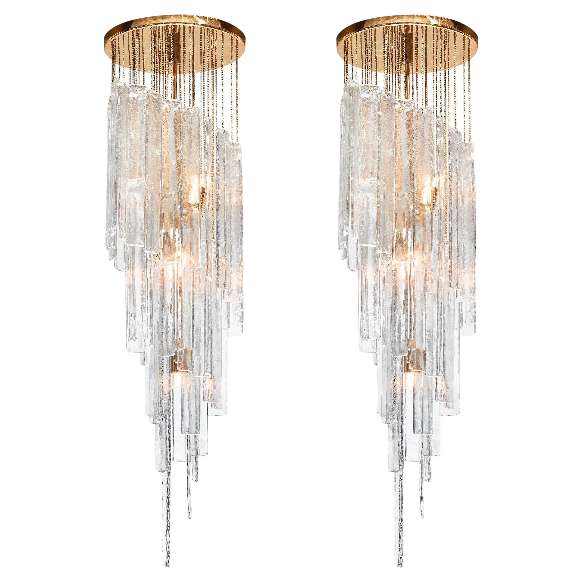 Coppia di lampadari in vetro di Murano nello stile di Mazzega Murano