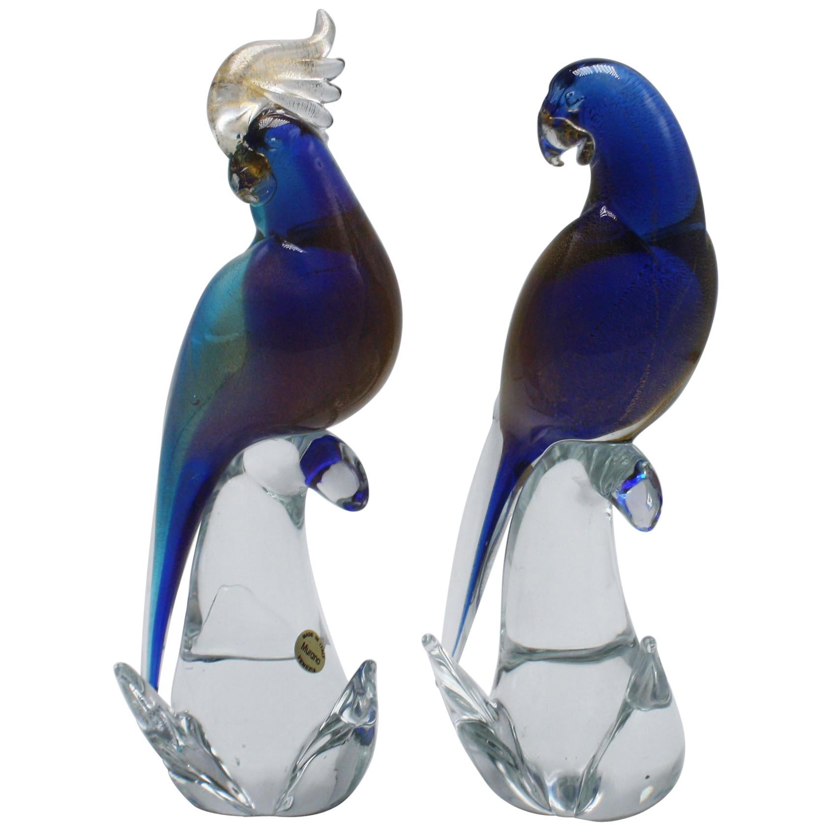 Pair of Murano Glass Cockatoos, circa 20th Century