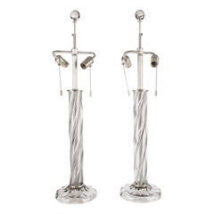 Pair of Murano Glass Cordonato Lamps by John Hutton for Donghia