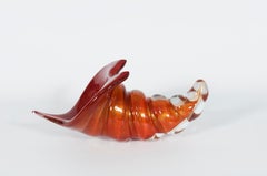 Pair of Murano Glass Cornucopia Bowls with Gold Leaf by Giovanni Dalla Fina