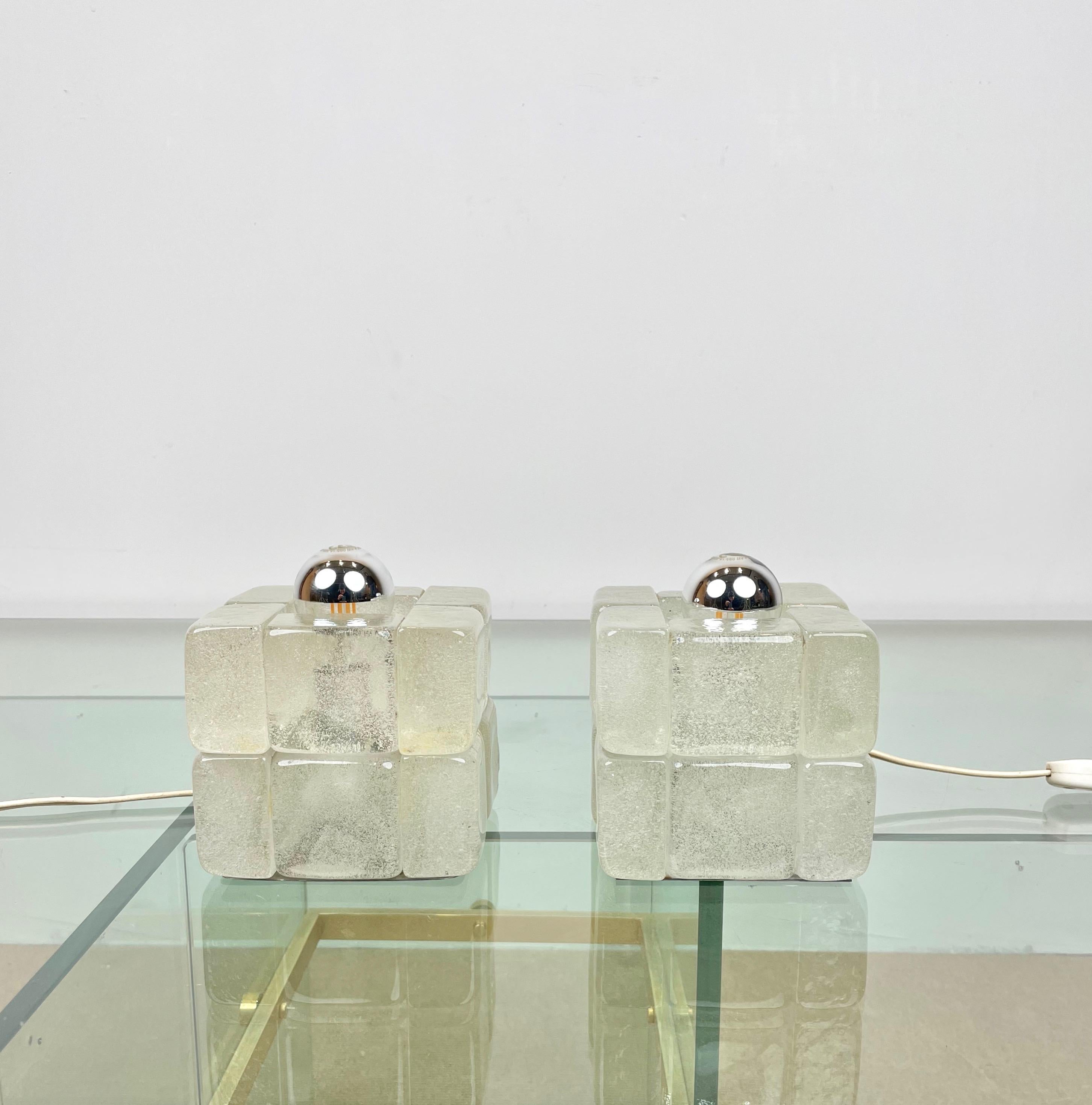 Pair of Murano Glass Cube Lamps by Albano Poli for Poliarte, Italy, 1970s For Sale 6