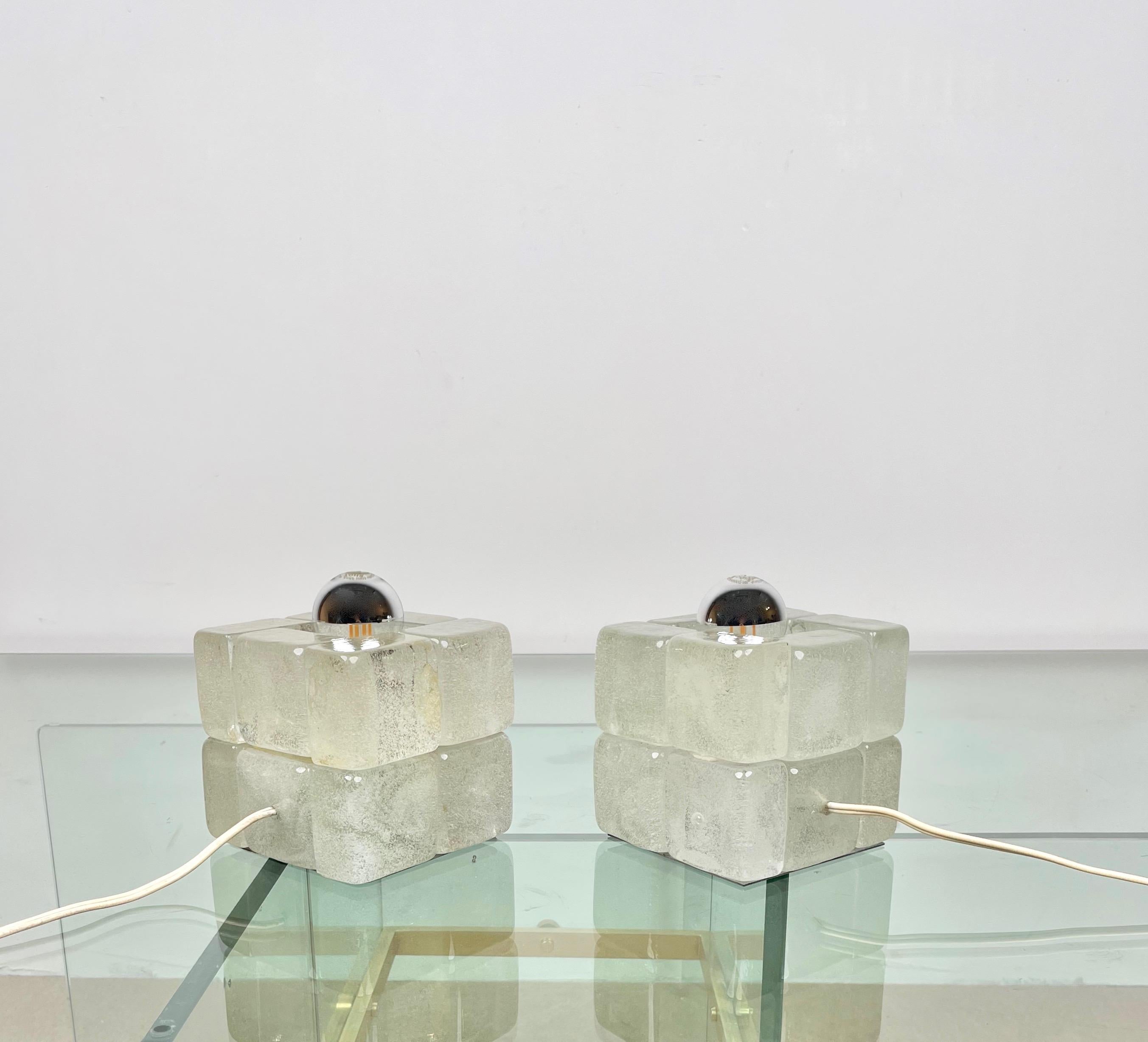 Pair of Murano Glass Cube Lamps by Albano Poli for Poliarte, Italy, 1970s For Sale 9