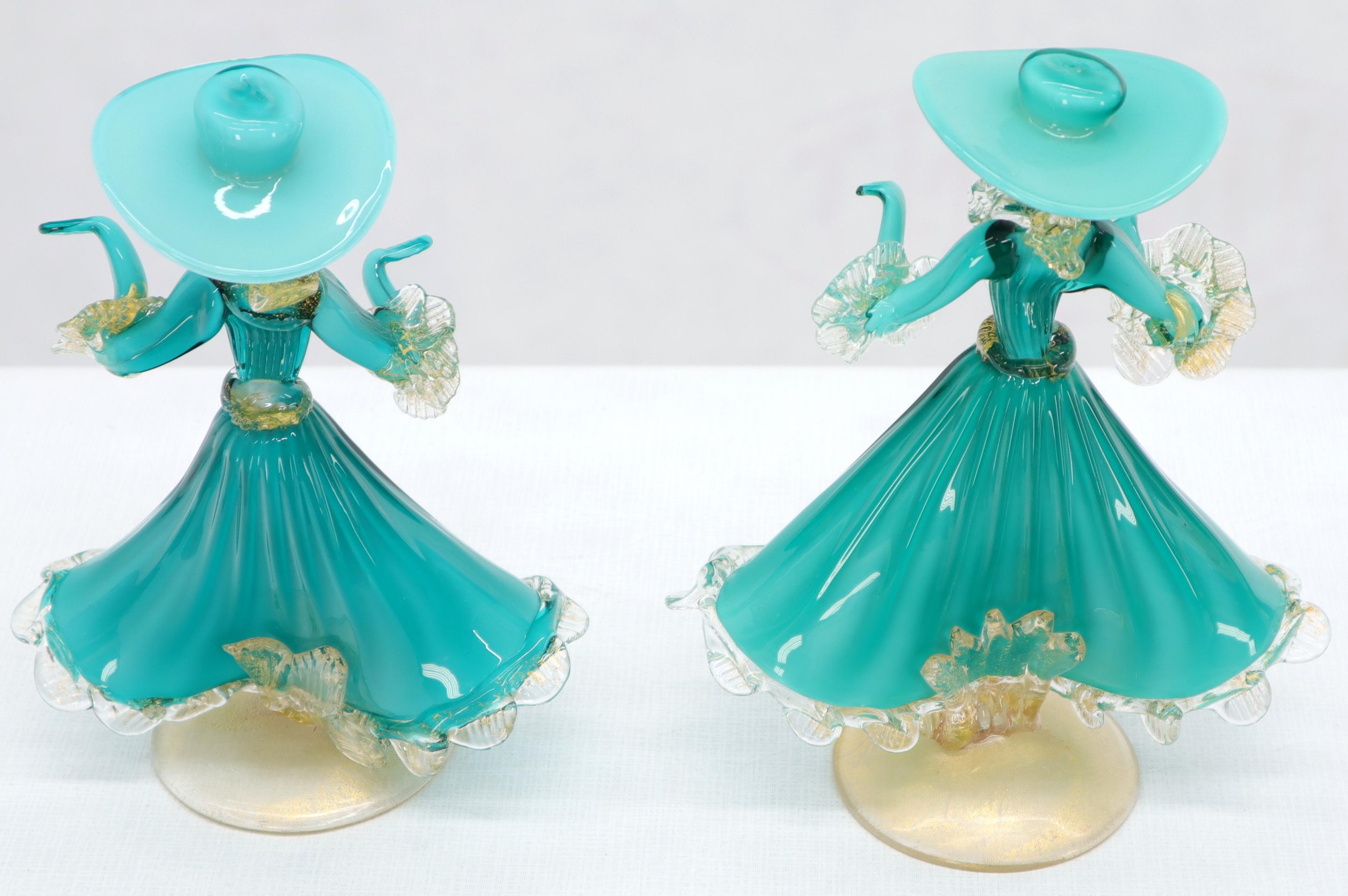 Pair of Murano Glass Dancing Figurines In Excellent Condition In Rockaway, NJ