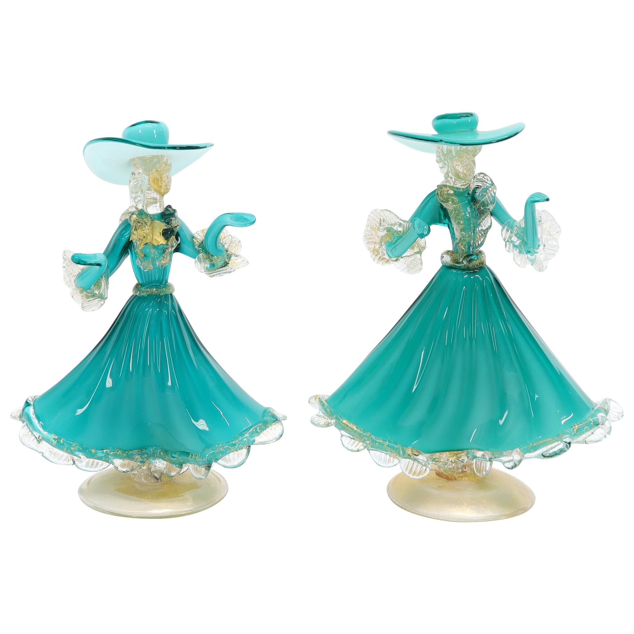 Pair of Murano Glass Dancing Figurines
