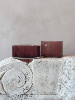 Fendi Casa Murano Glass Bowls, Dark Pink, Hand-Blown, Circa 1990s