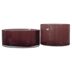 Fendi Casa Murano Glass Bowls, Dark Pink, Hand-Blown, Circa 1990s