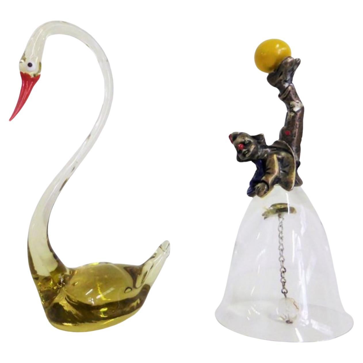 Pareja de objetos decorativos de cristal de Murano, años 50 - Elegancia italiana atemporal