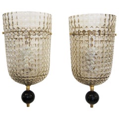 Pair of  Murano Glass Wall Sconces, Art Deco style, in Stock