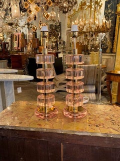 Paire de lampes à disques en verre de Murano