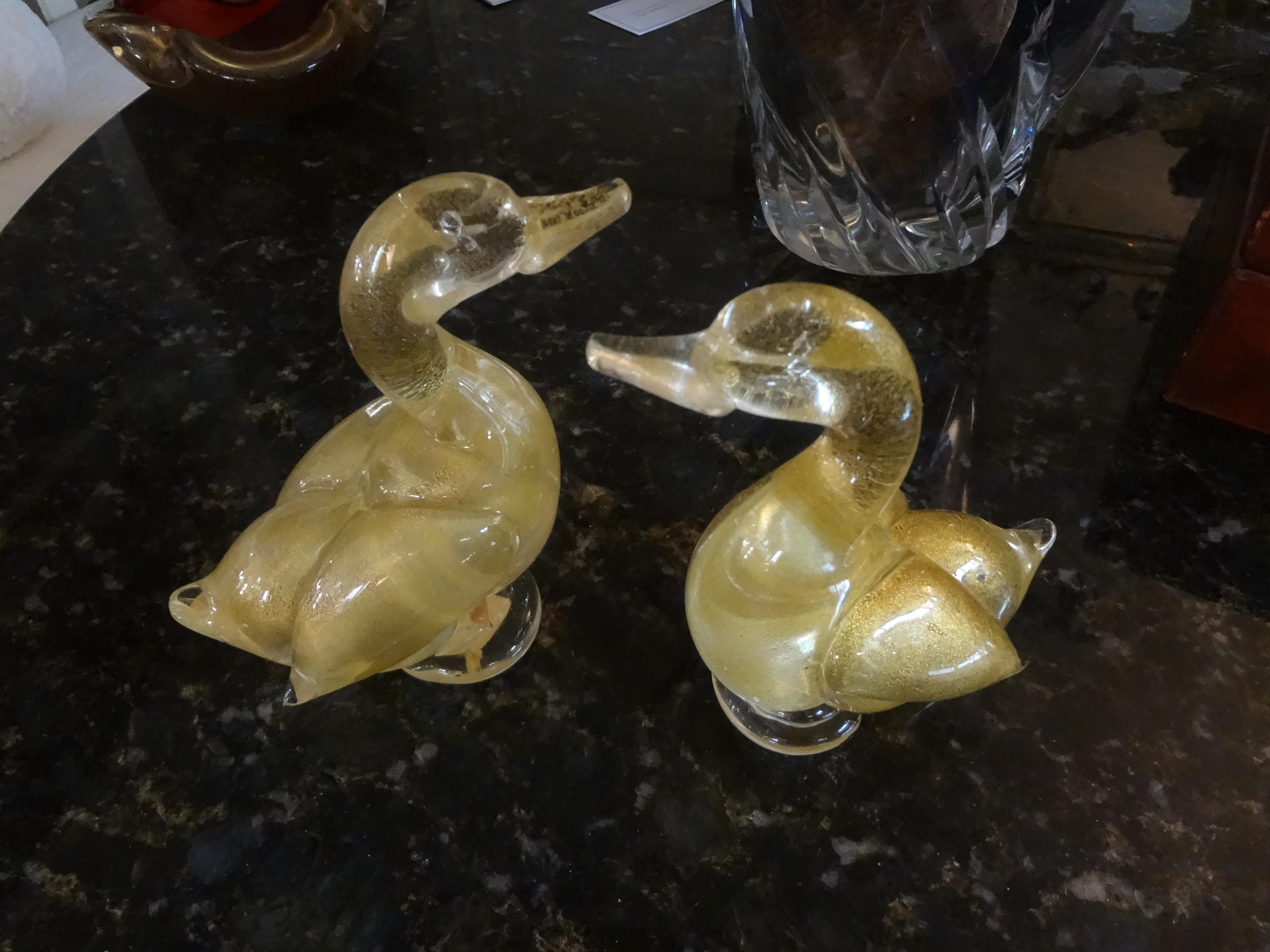 Pair of Murano Glass Ducks by Fratelli For Sale 3