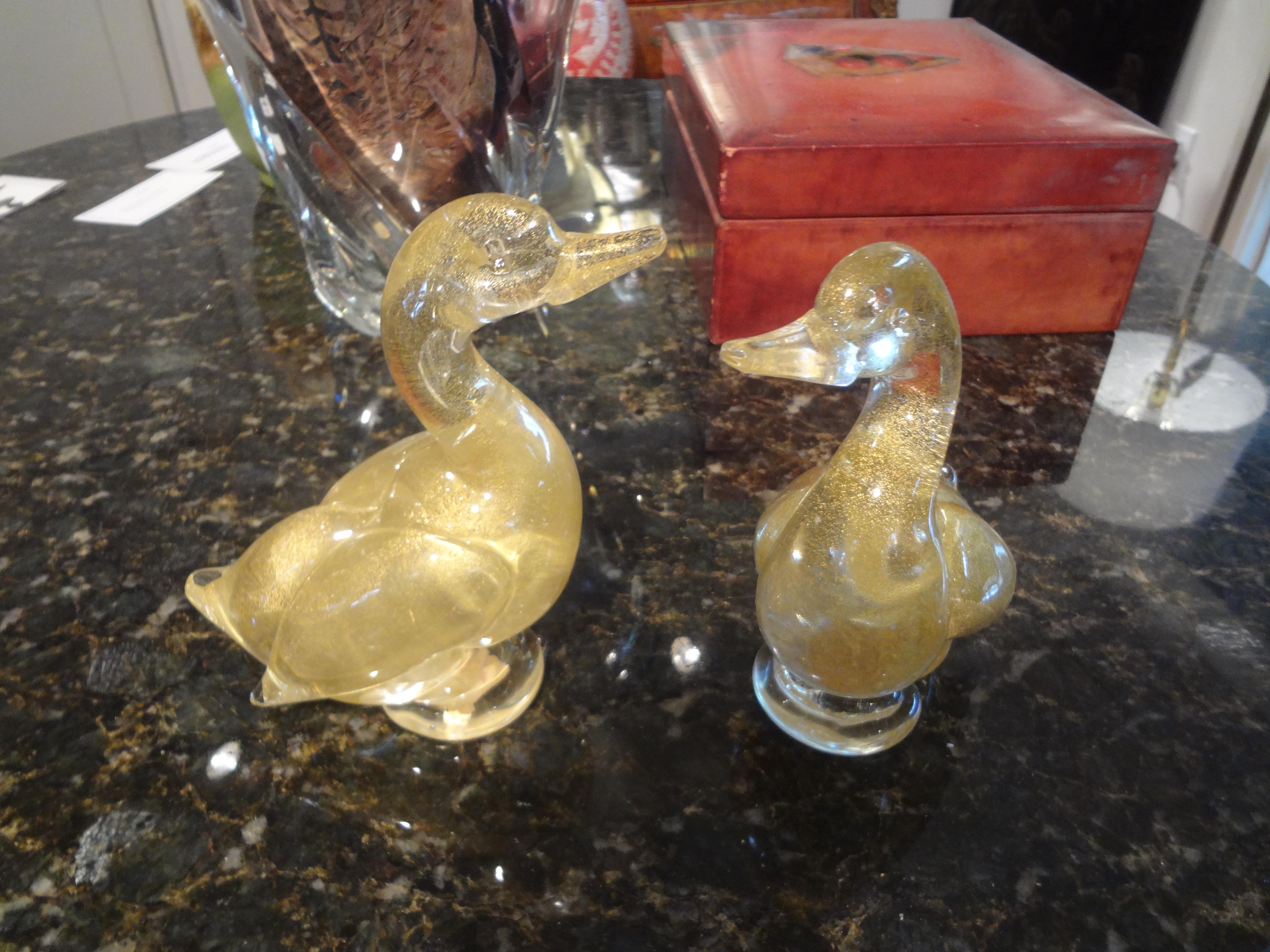 Hollywood Regency Paire de canards en verre de Murano par Fratelli en vente