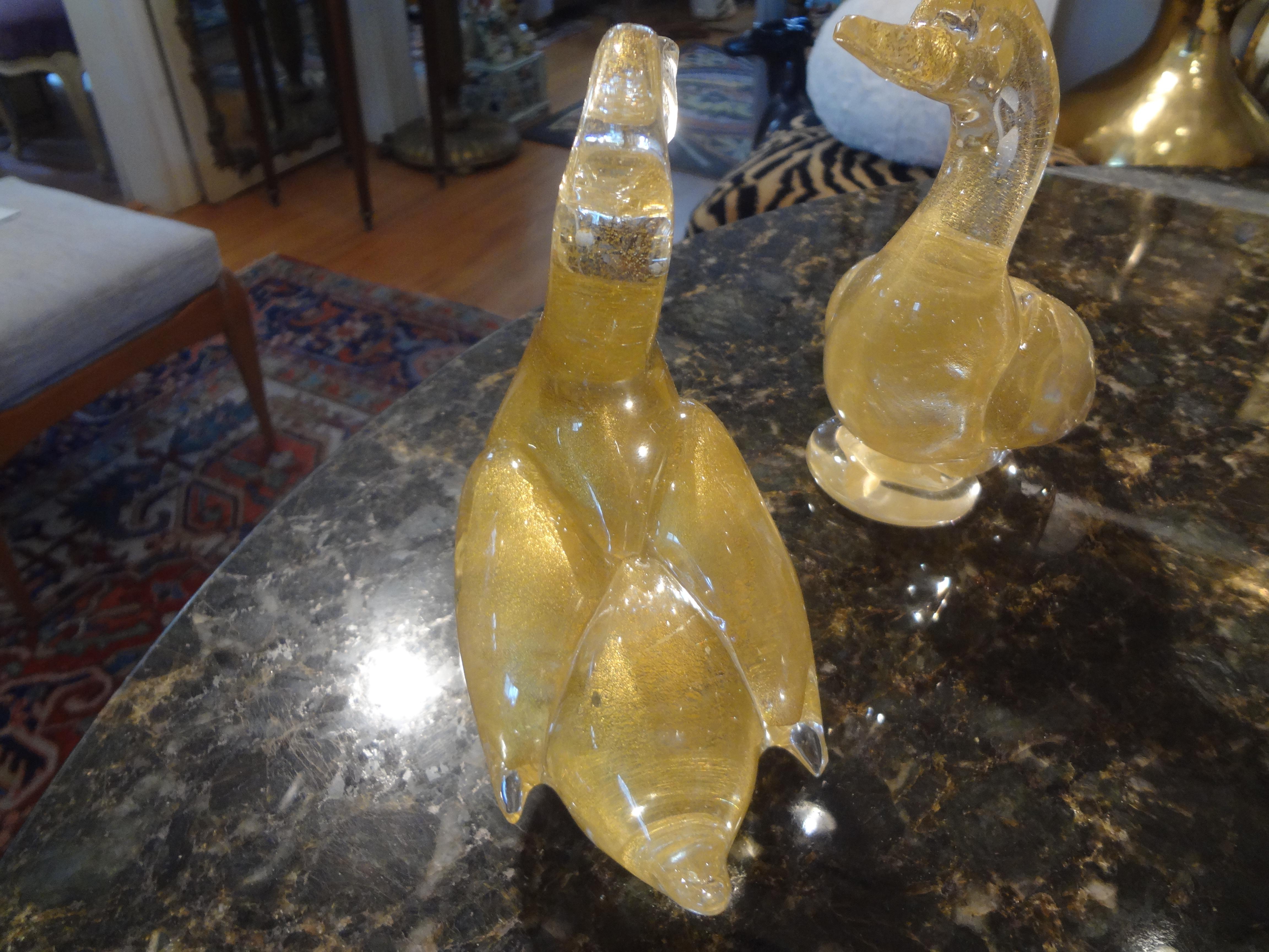 Italian Pair of Murano Glass Ducks by Fratelli For Sale