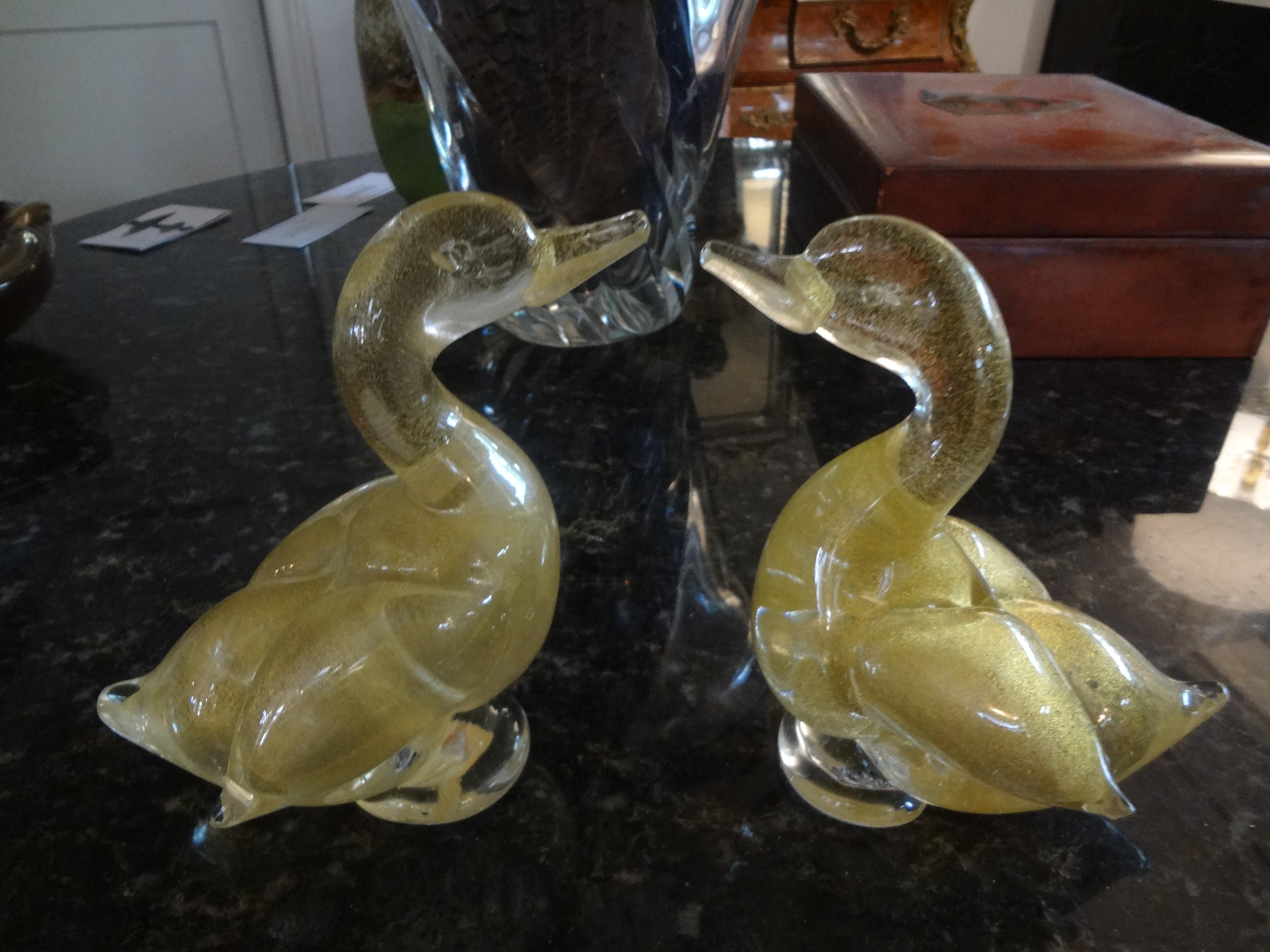 Blown Glass Pair of Murano Glass Ducks by Fratelli For Sale