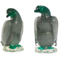 Pair of Murano Glass Ducks Midcentury Attributed to Barbini