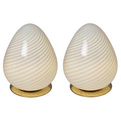 Pair of Murano Glass Egg Form Mid-Century Lamps