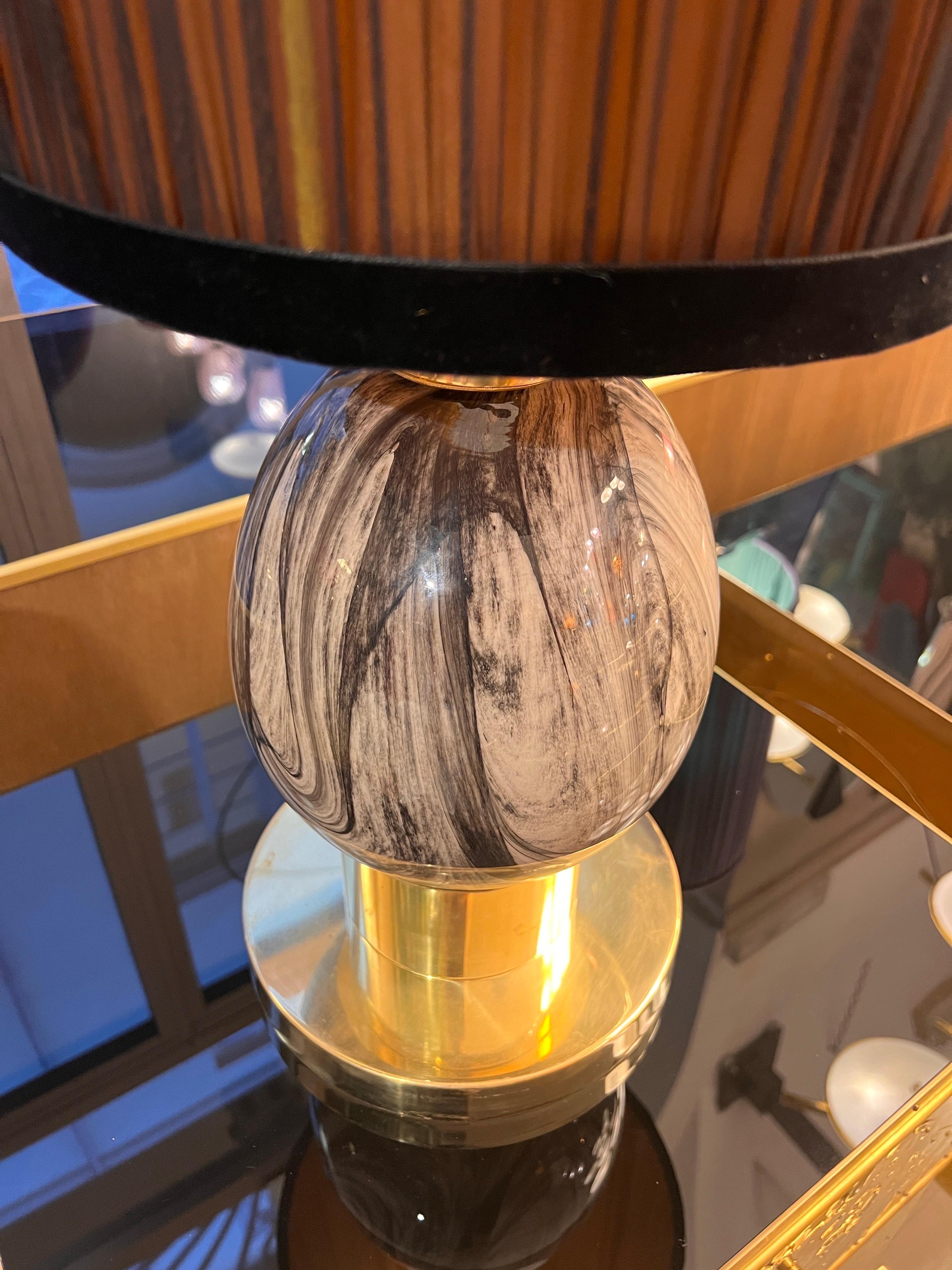 Paar eiförmige Murano Glas Marmor-Effekt mit unseren zwei Töne Lampenschirme 1970 im Angebot 5