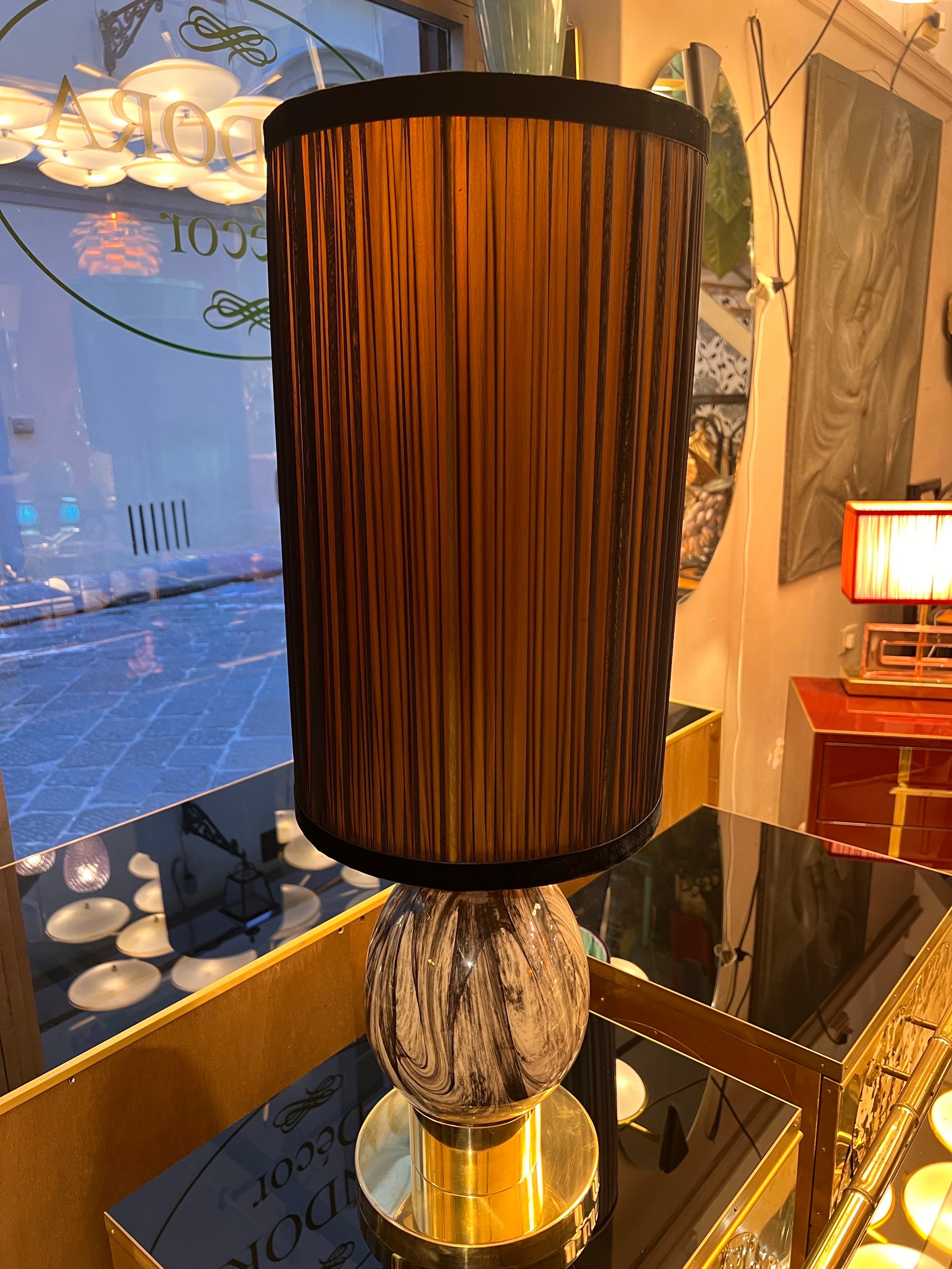 Paar eiförmige Murano Glas Marmor-Effekt mit unseren zwei Töne Lampenschirme 1970 im Angebot 2