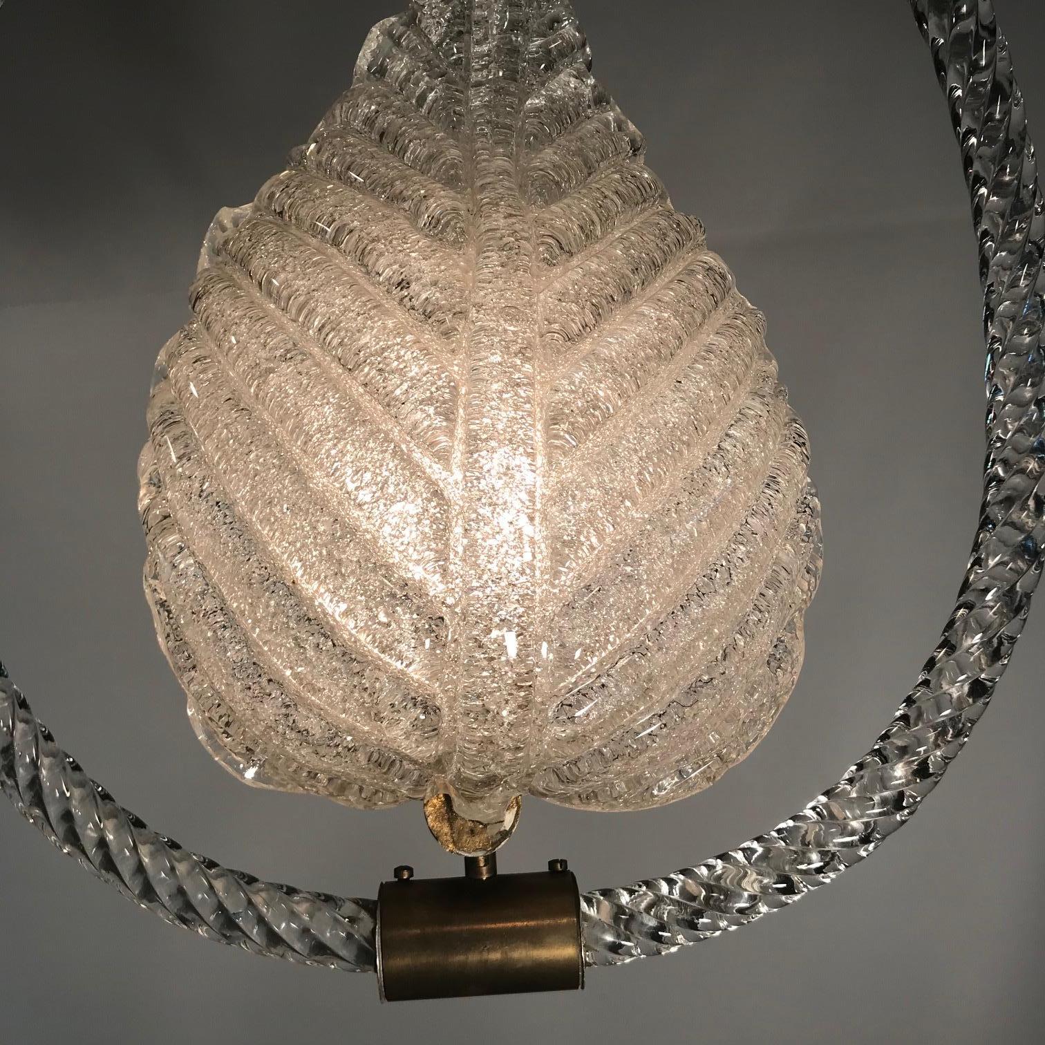 Pair of Murano Glass Fixtures by Barovier and Toso In Good Condition In Montreal, QC