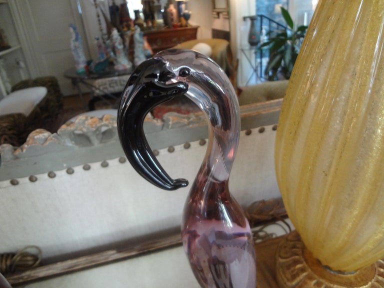 Italian Pair of Murano Glass Flamingos For Sale