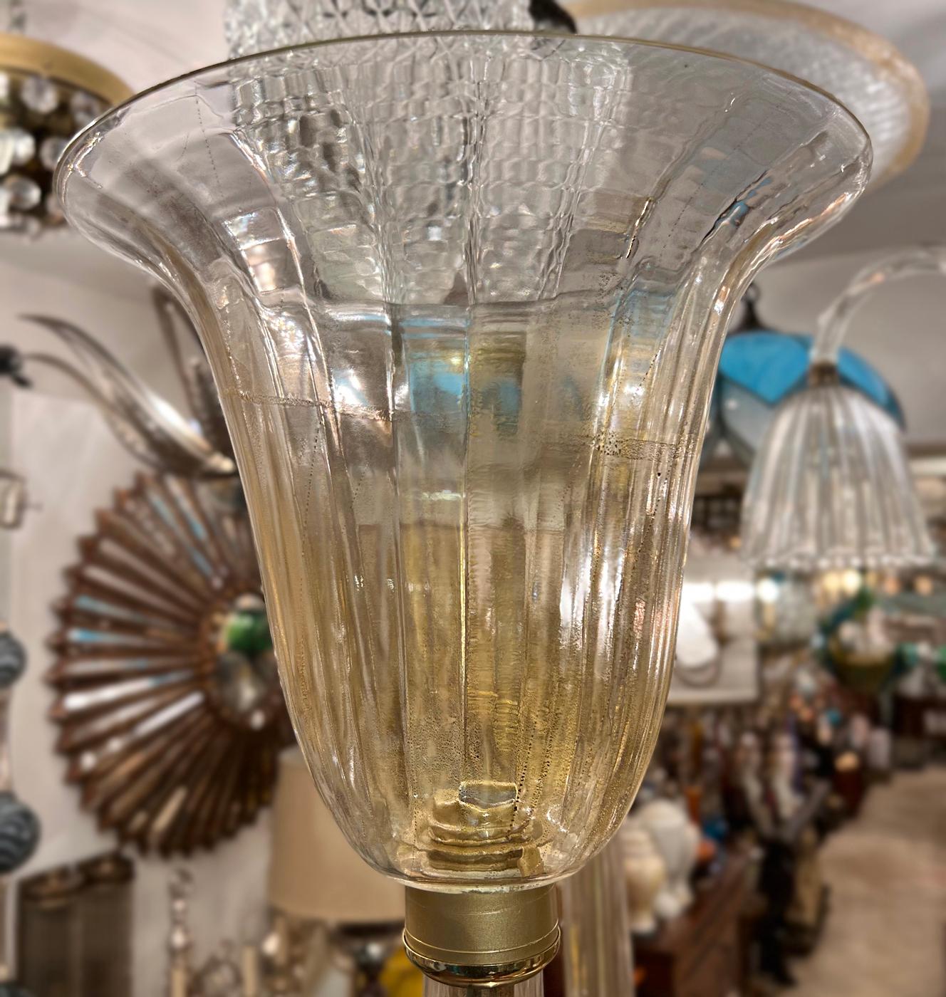 Pair of circa 1960's Italian blown Murano glass floor lamps .

Measurements:
Height: 72.75