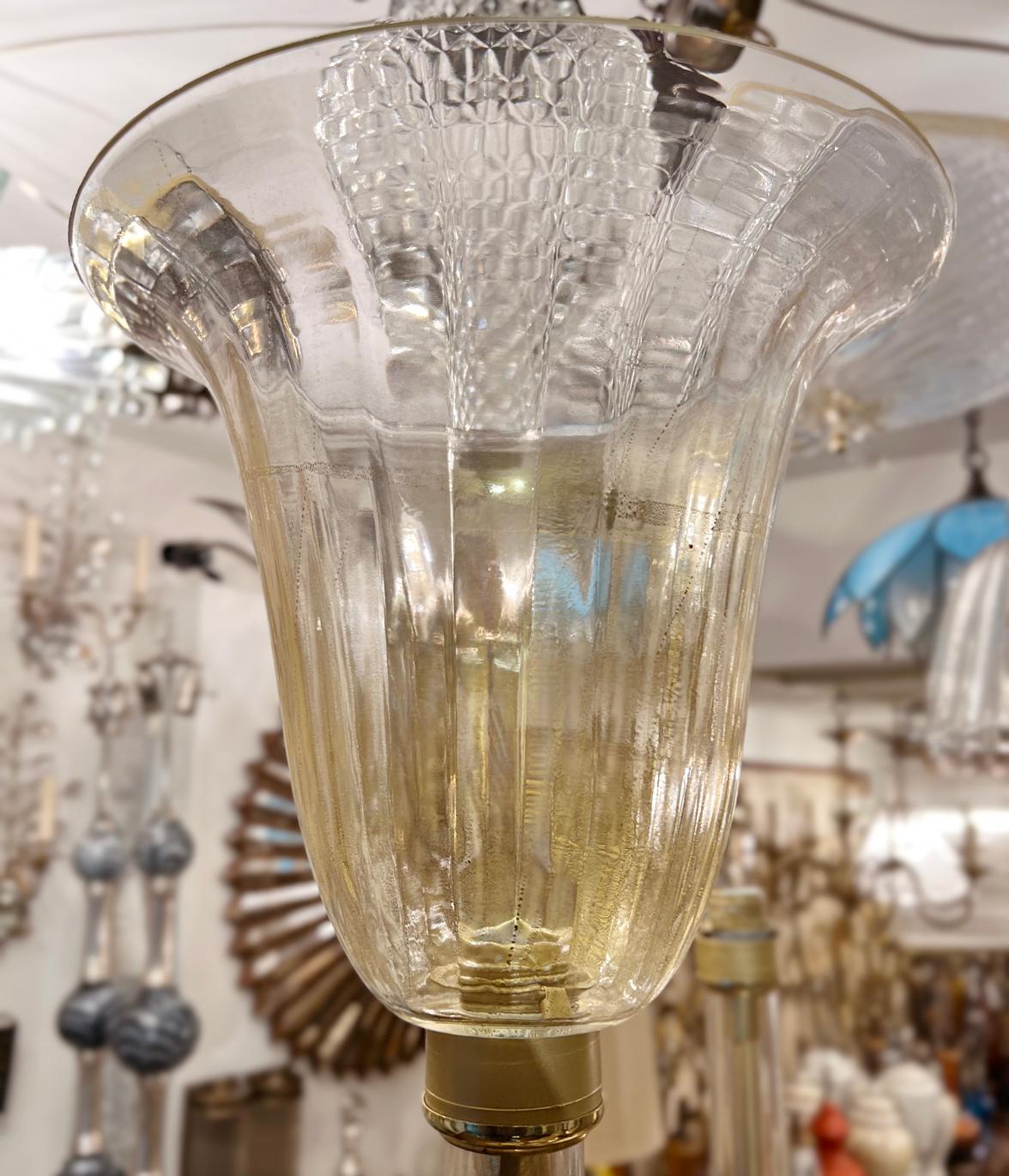 Italian Pair of Murano Glass Floor Lamps For Sale