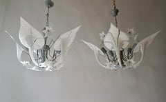 Pair of Murano Glass Floral Chandelier Franco Luce Style, Art Glass