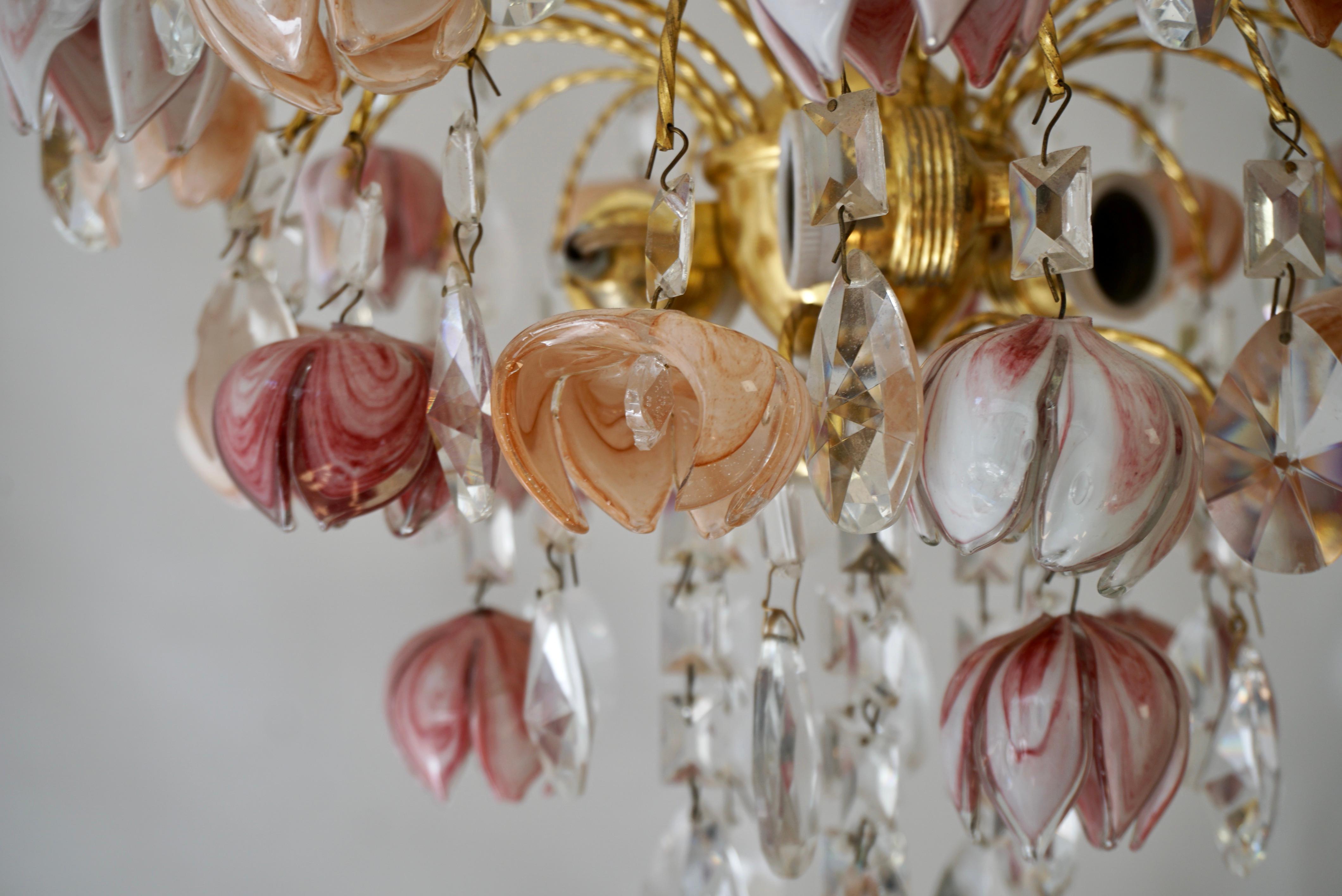 Pair of Murano Glass Floral Chandeliers, Italy, 1970s For Sale 13