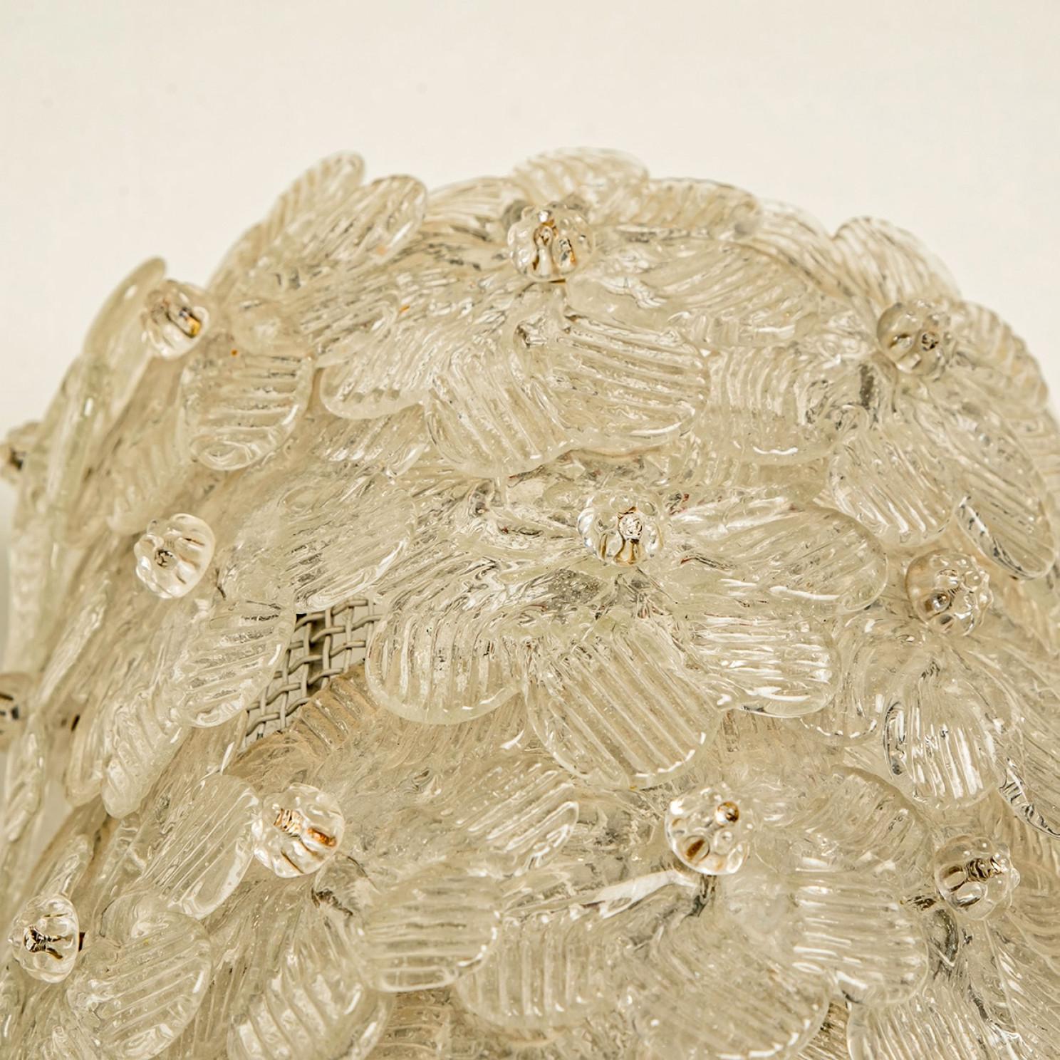 Pair of  Murano Glass Floral Wall Sconces, Italy 1960s For Sale 1