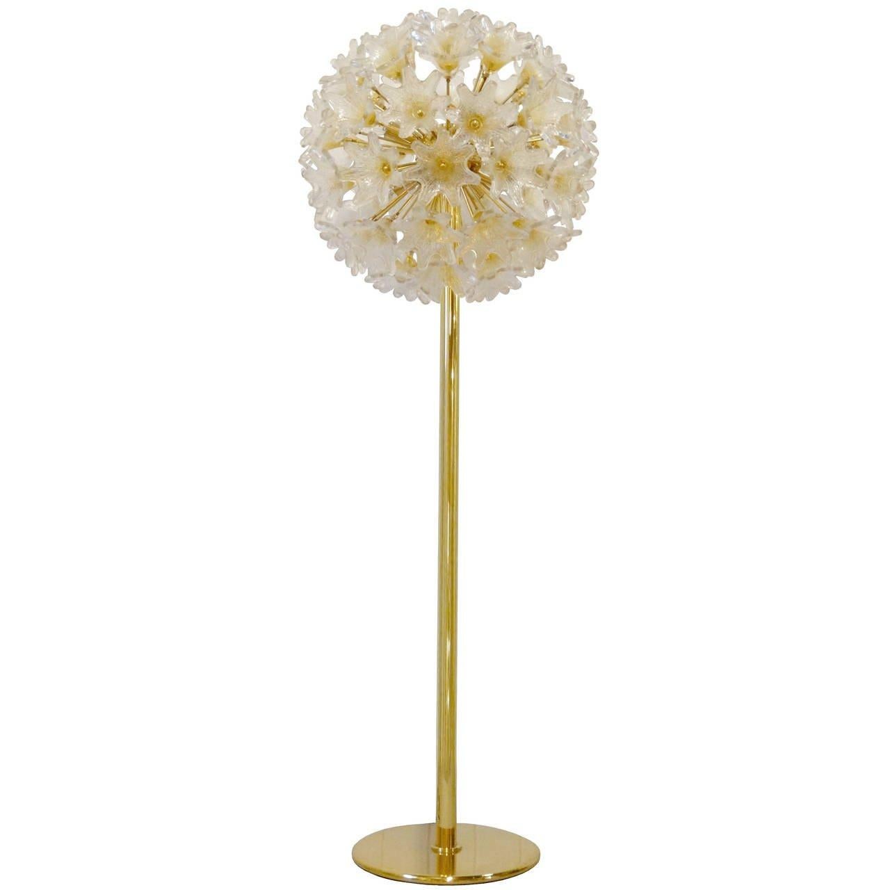 Pair of Murano Glass Flower Ball Floor Lamp In Excellent Condition For Sale In New York, NY