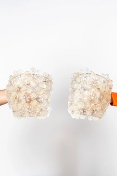 Pair Of Murano Glass Flower Light Fixtures