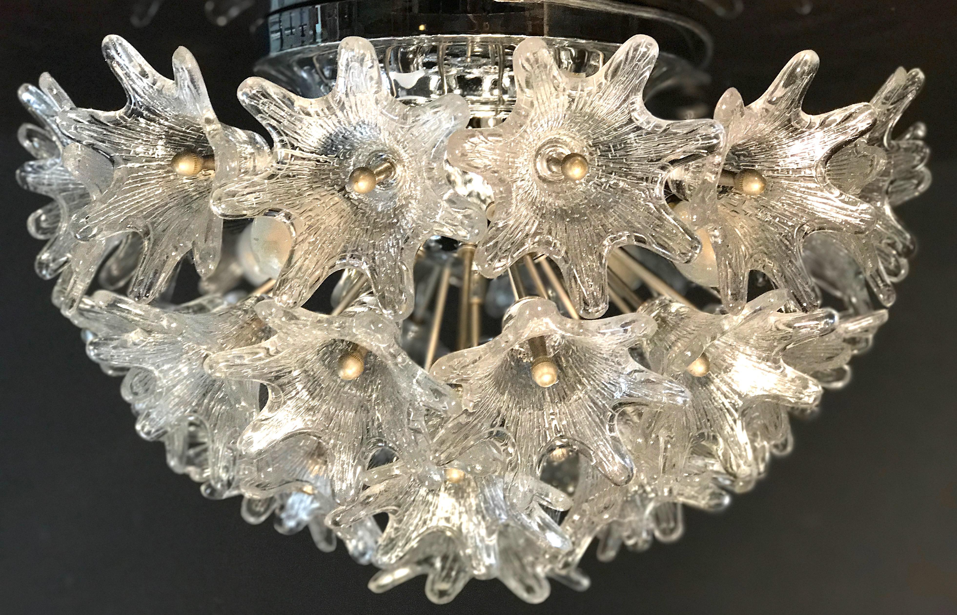 Pair of Murano Glass Flower Sputnik Chandelier by Venini for VeArt, Italy, 1960s 6