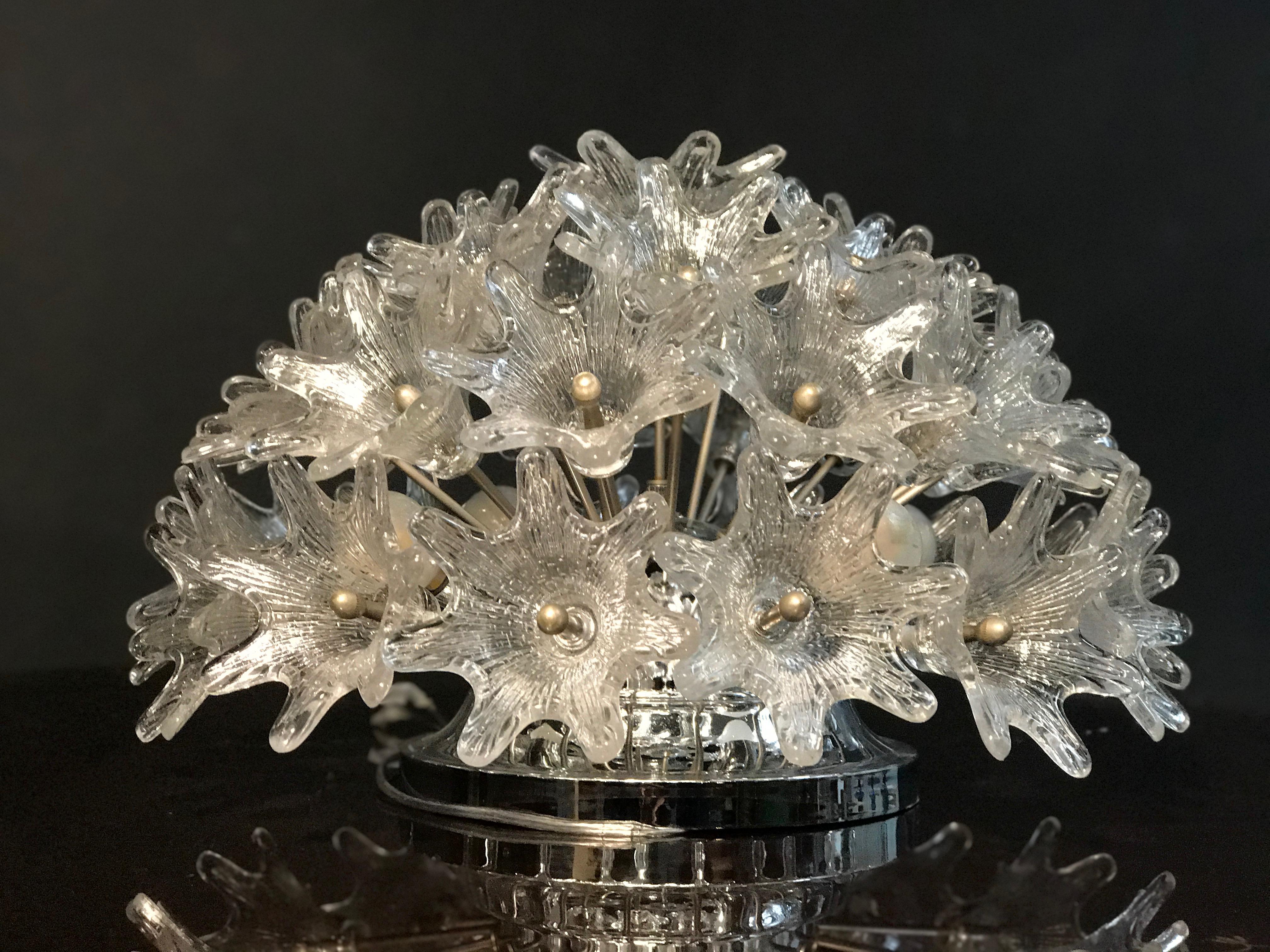 Pair of Murano Glass Flower Sputnik Chandelier by Venini for VeArt, Italy, 1960s 11