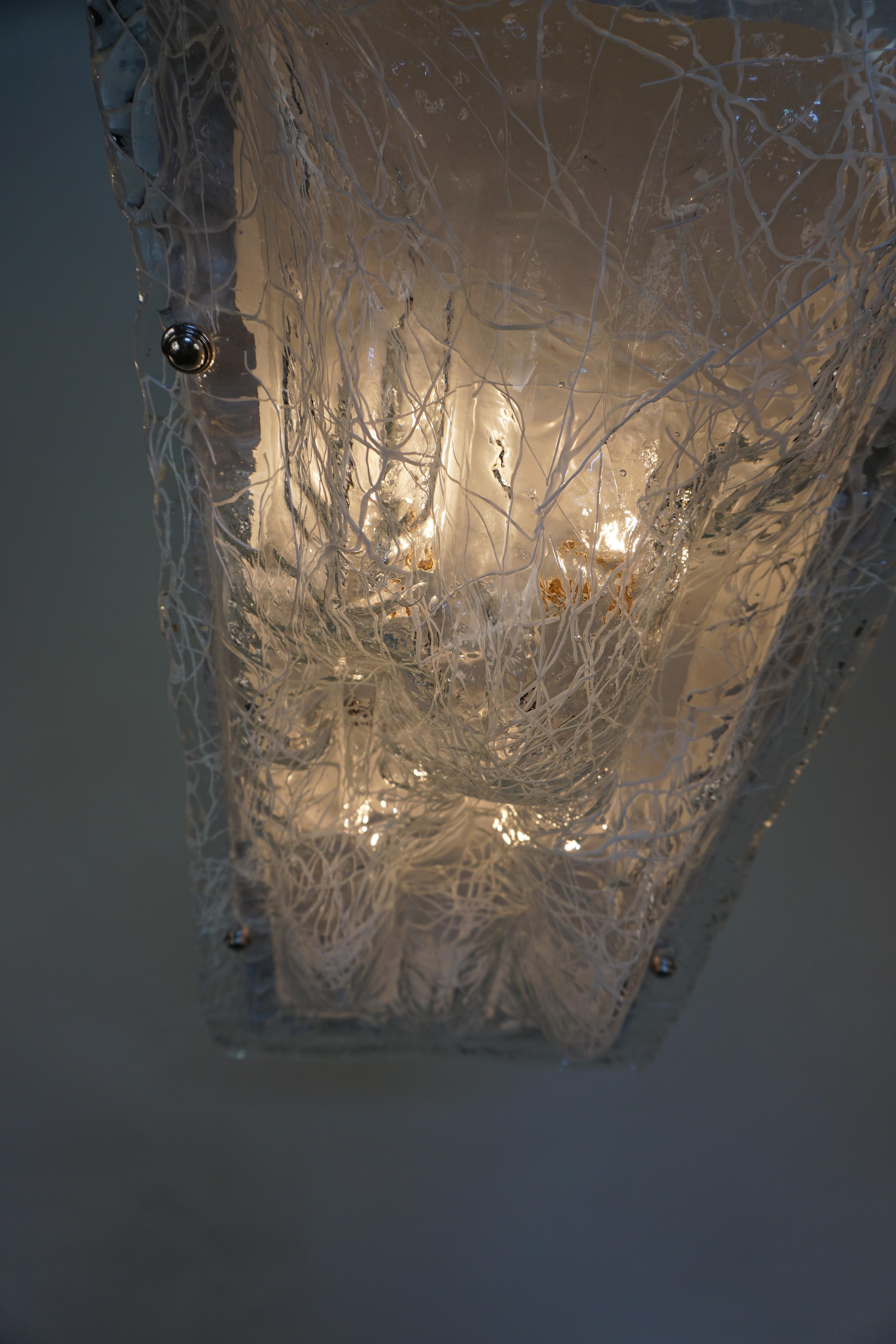 Modern Pair of Murano Glass Flush Mount Light Fixture For Sale