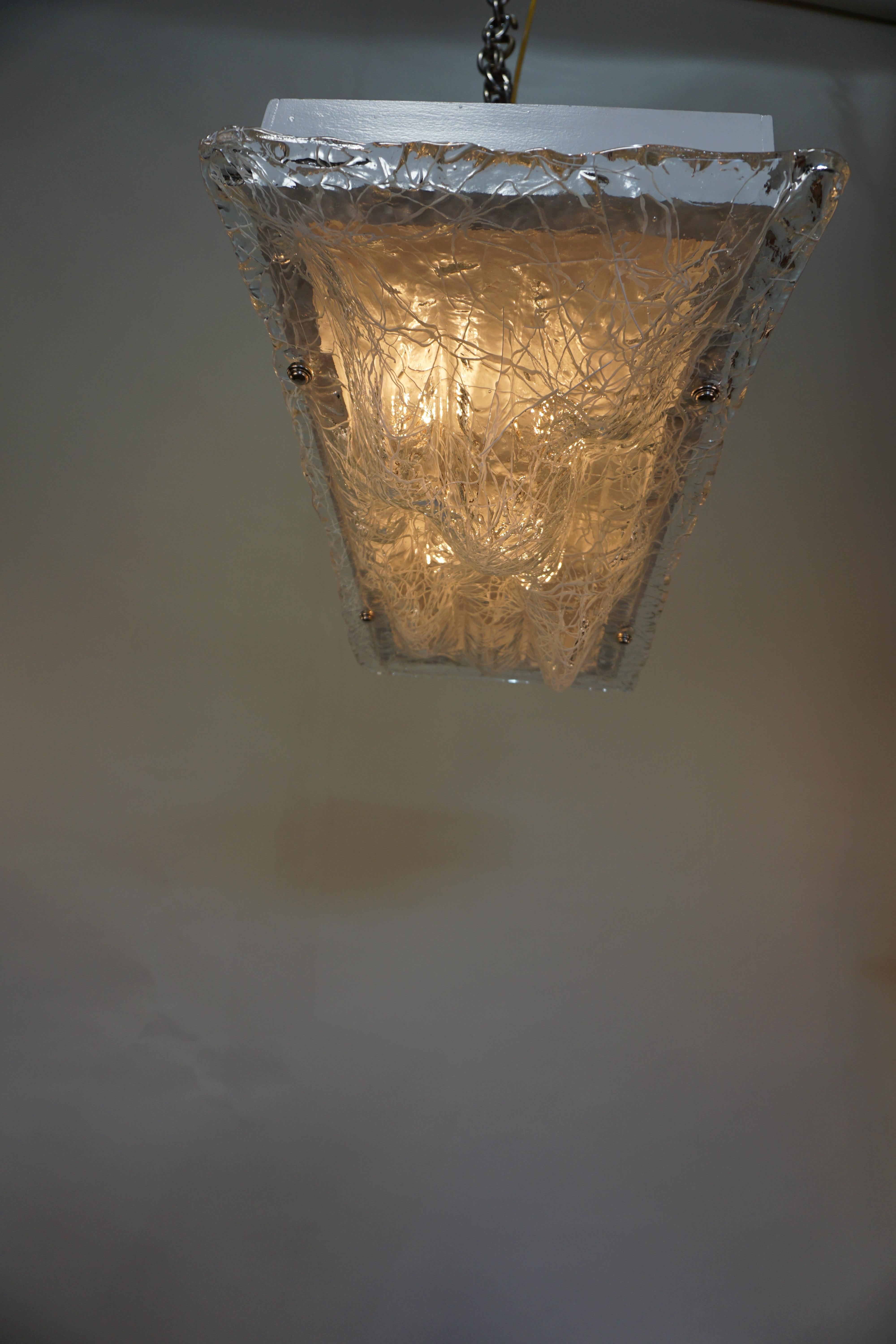 Late 20th Century Pair of Murano Glass Flush Mount Light Fixture For Sale