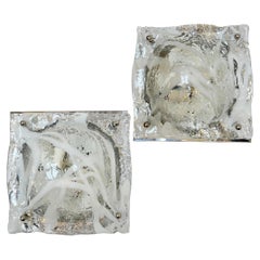 Pair of Murano Glass Flush Mounts. Sold Individually.