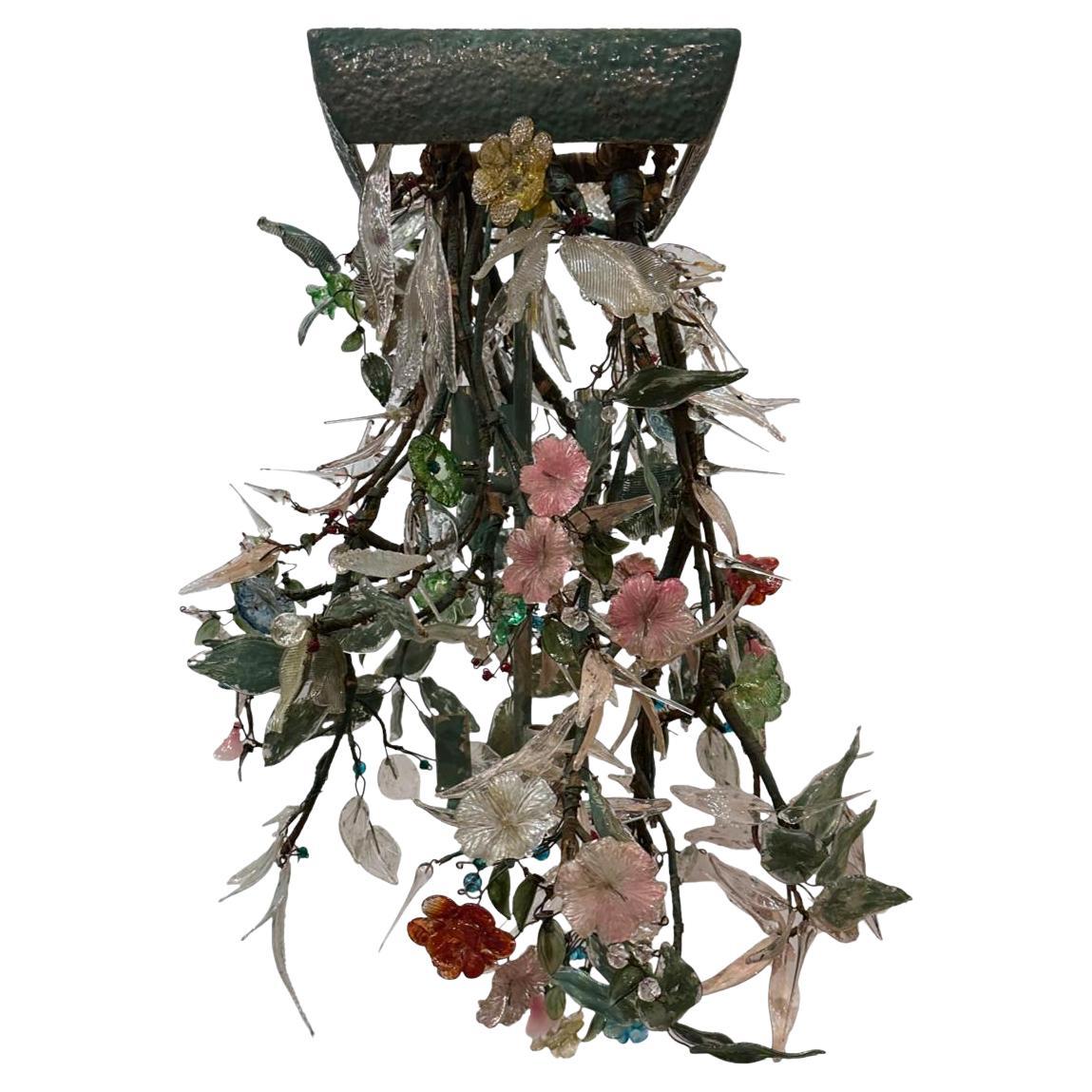Pair of Murano Glass Foliage Light Fixtures, Sold Individually