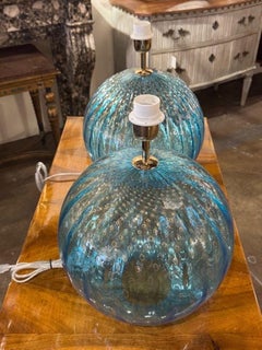 Pair of Murano Glass Globe Lamps