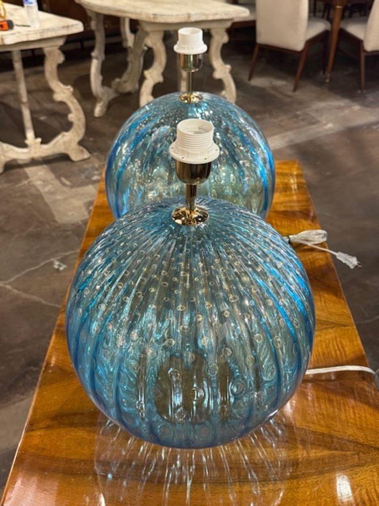 Paar Murano-Glaskugellampen (Geblasenes Glas) im Angebot