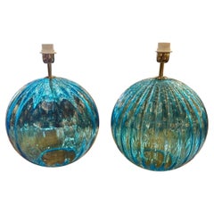 Pair of Murano Glass Globe Lamps