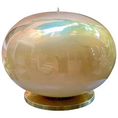 Pair of Murano Glass Globe Lamps on Brass Bases, circa 1950