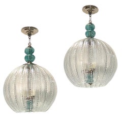 Pareja de Faroles Globo de Cristal de Murano. Se venden individualmente.