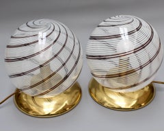 Pair of Murano Glass Globe Table Lamps 'circa 1970s'